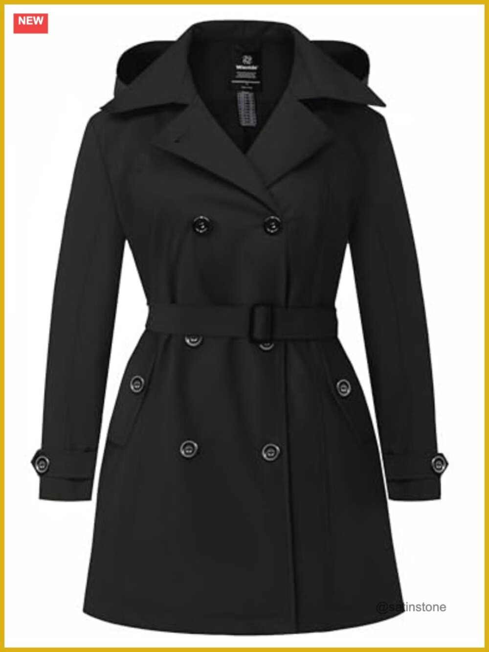 Plus Size Trench Coat Waterproof Double Breasted Long Overcoat with Hood